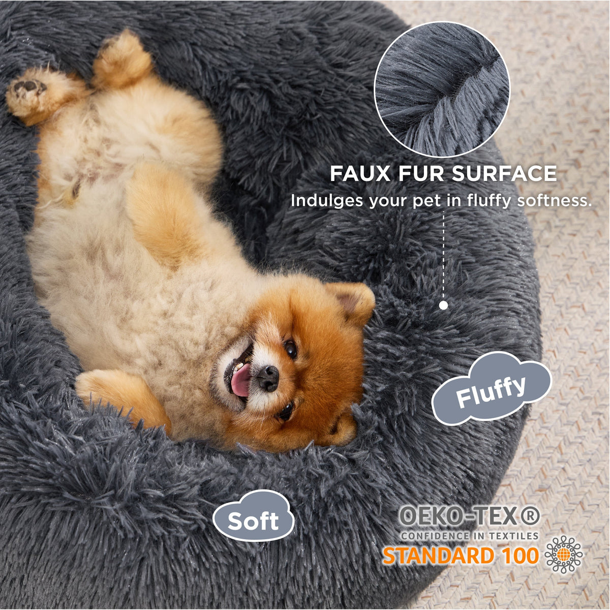 Calming Donut Bed for Dogs and Cats