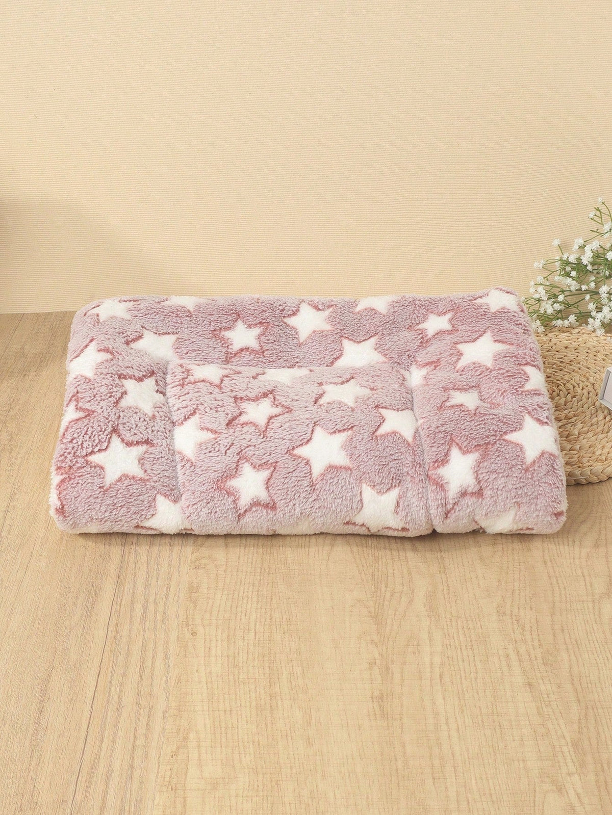 1pc Polyester Star & Heart Breathable Washable Thick Pet Bed Mat For Medium-Small Cats & Dogs, All Seasons (Teddy/Bichon Frise)