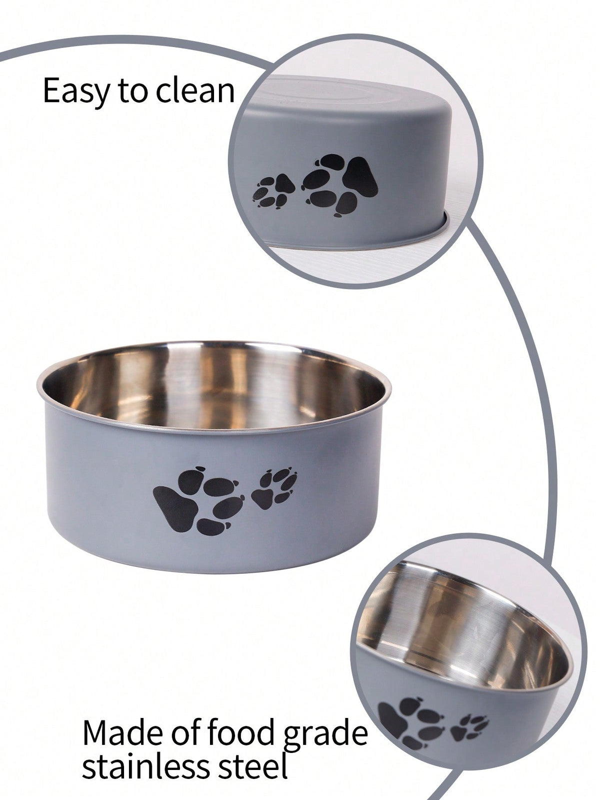 Supet 1pc Cartoon Paw Prints Design Stainless Steel Anti-Slip Pet Bowl For Small And Medium Dogs, Suitable For Indoor And Outdoor Use