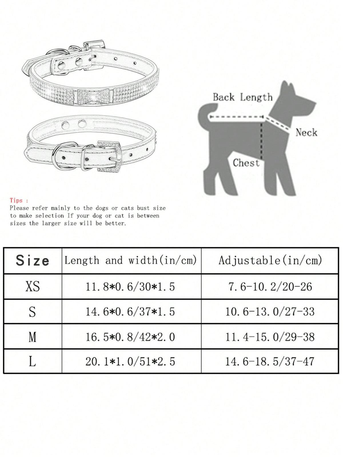 1pc Shiny Rhinestone Collar Leather Dog Collar Crystal Diamond Pet Collar, For Small And Medium Dogs