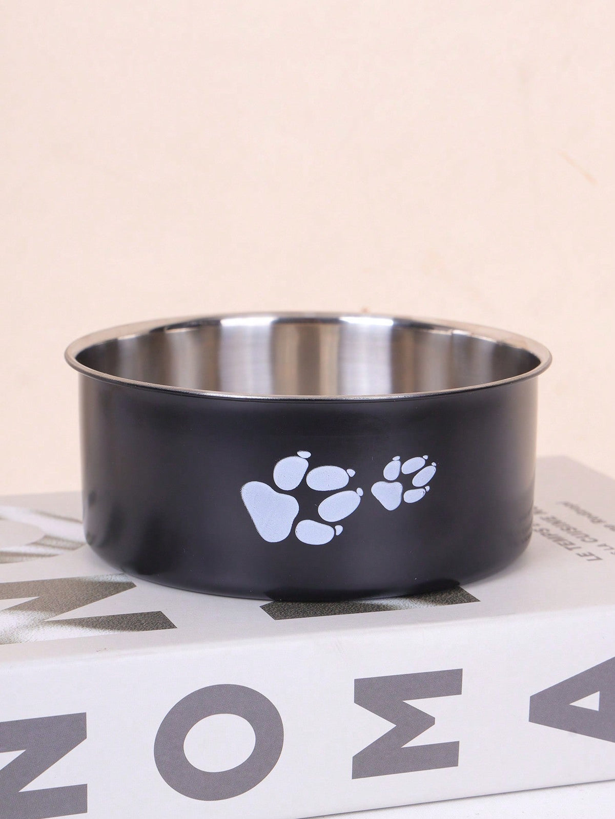 Supet 1pc Cartoon Paw Prints Design Stainless Steel Anti-Slip Pet Bowl For Small And Medium Dogs, Suitable For Indoor And Outdoor Use