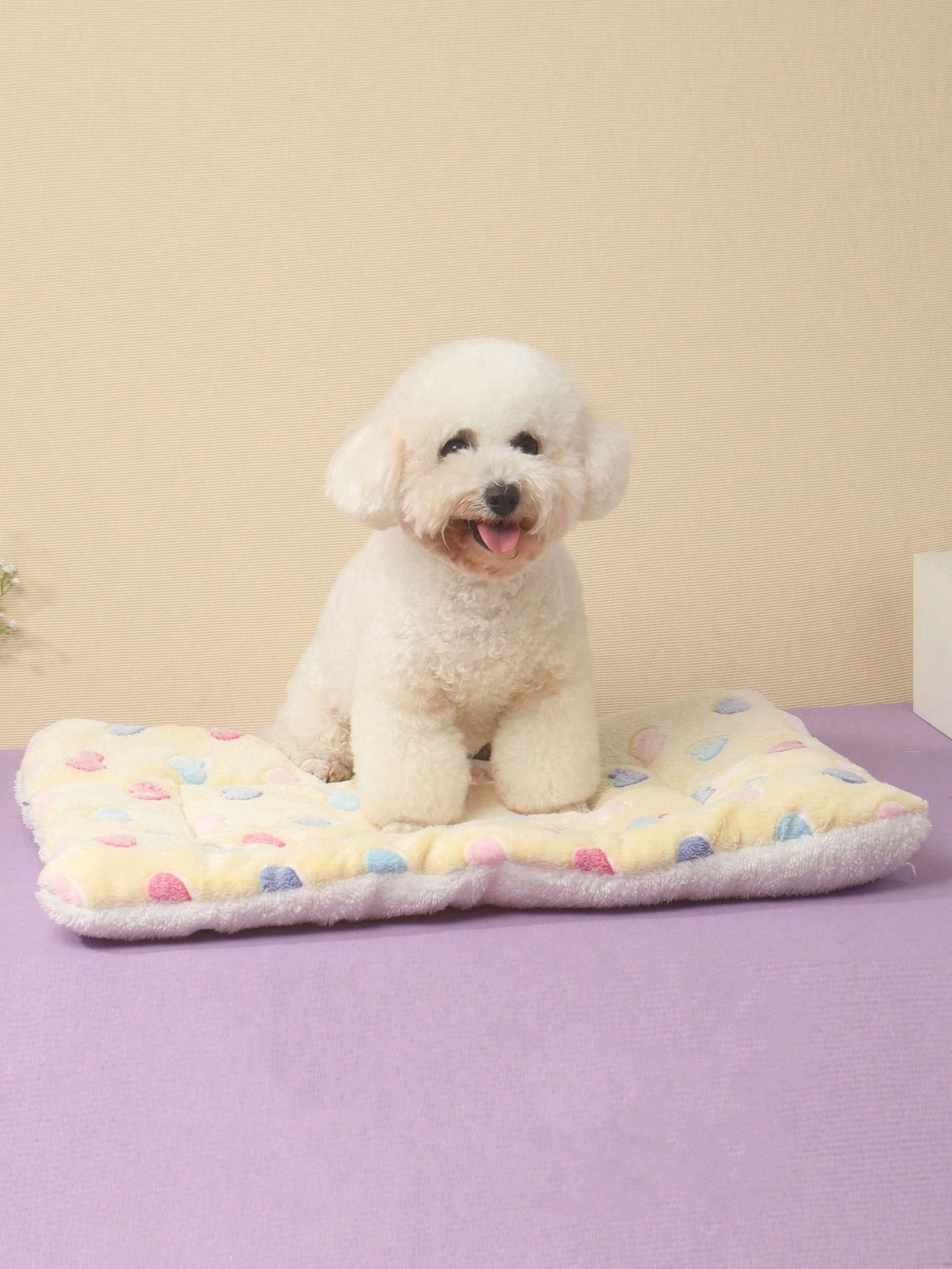 1pc Polyester Star & Heart Breathable Washable Thick Pet Bed Mat For Medium-Small Cats & Dogs, All Seasons (Teddy/Bichon Frise)
