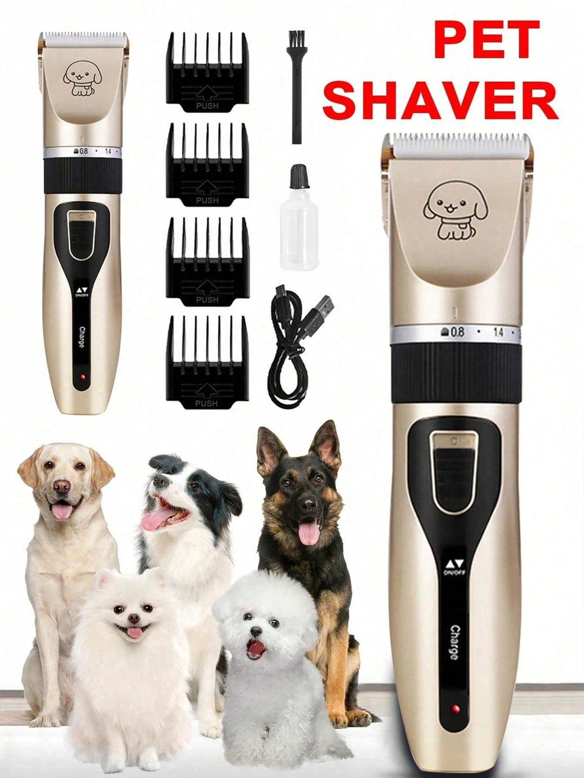 USB Rechargeable Dog Hair Clipper, Cordless Dog Grooming Kit, Cat Hair Trimmer, Pet Grooming Tools