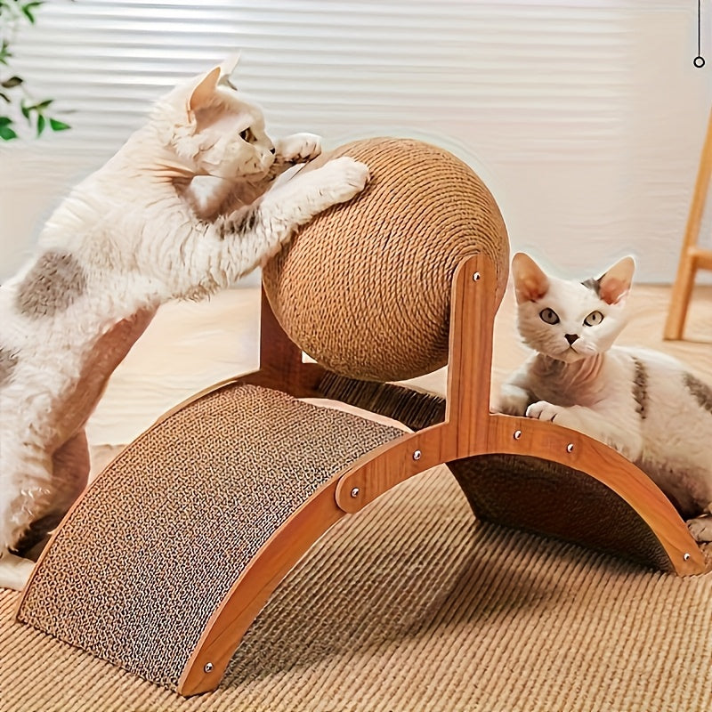 Cat Scratching Ball & Post 2-in-1 with Hanging Ball Toy – Extra Tall Sisal Cat Scratcher for Claw Sharpening