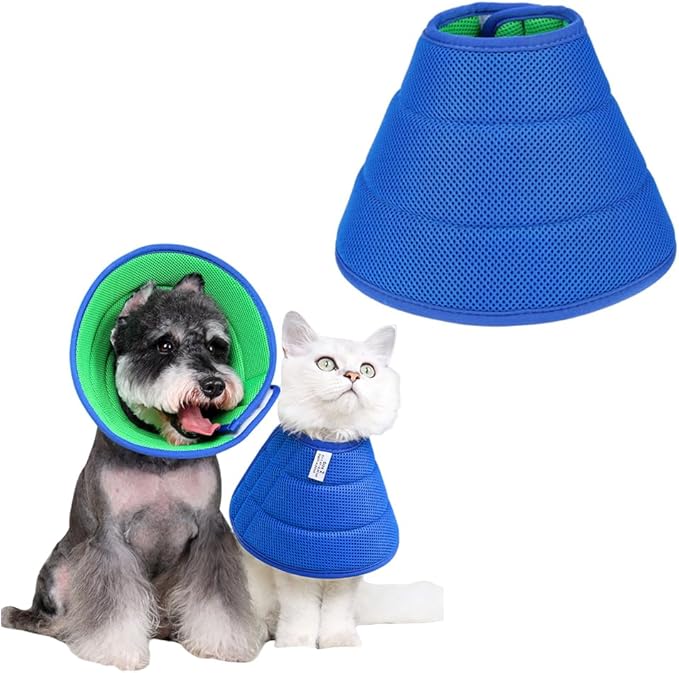 Soft Dog Cone Collar Alternative, Adjustable E-Collar for Surgery Recovery & Wound Protection. Comfy Elizabethan Cone for All Pets. (Blue, XXL(Fit 49-100 lb Dog))