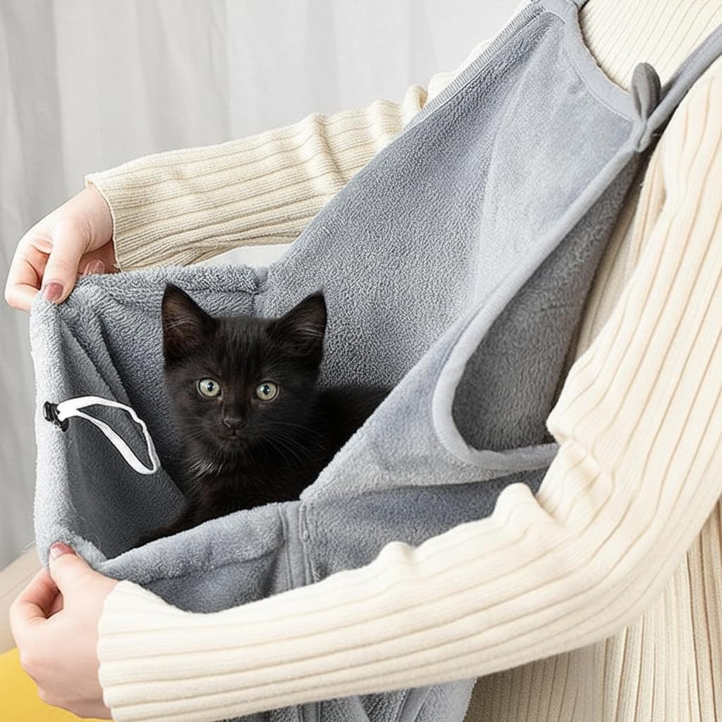 Cat Apron, Plush Pet Sleeping Bag for Napping, Kitten-Specific Soft-Sided Travel Sleeping Bag