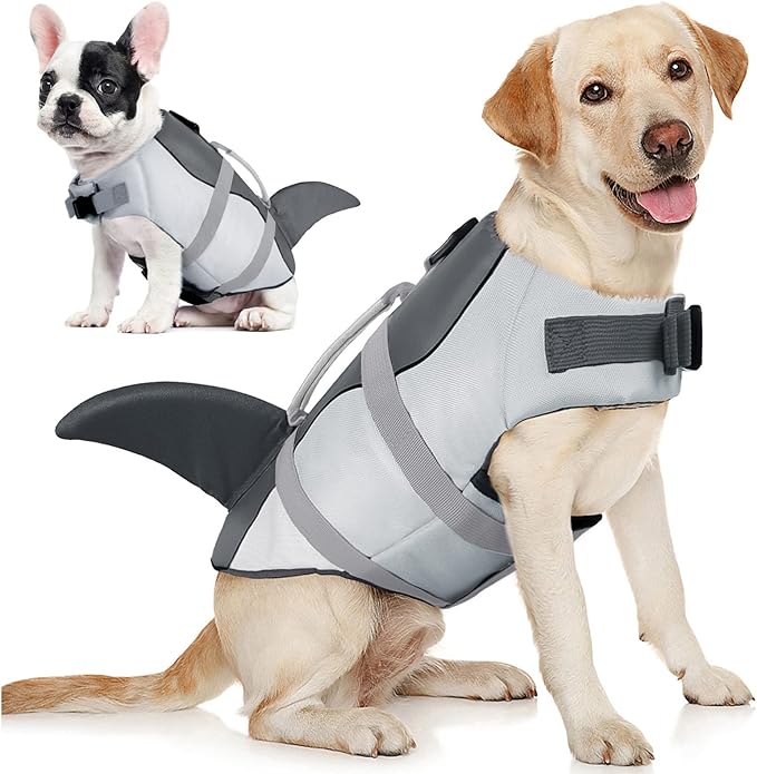 AOFITEE Dog Life Jacket, Vest for Swimming, High Flotation Swim with Rescue Handle and Reflective Stripe, Lifesaver Swimsuit for Boating Summer Pool