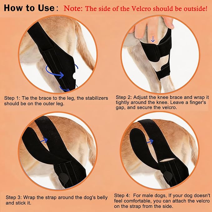 Dog Knee Brace for Leg, Adjustable Dog Braces for Torn ACL Support, Built in Side Stabilizers, Breathable Dogs Hip Brace for Arthritis Relief, Joint Stability and Post Surgery Recovery