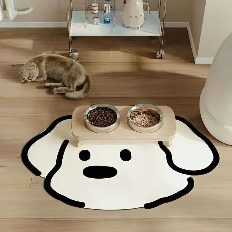 Kawaii Cartoon Diatomaceous Earth Pet Mat – Water-Absorbent Quick-Drying Non-Slip Dog & Cat Dining Kennel Mat (3 Designs, 4 Sizes)
