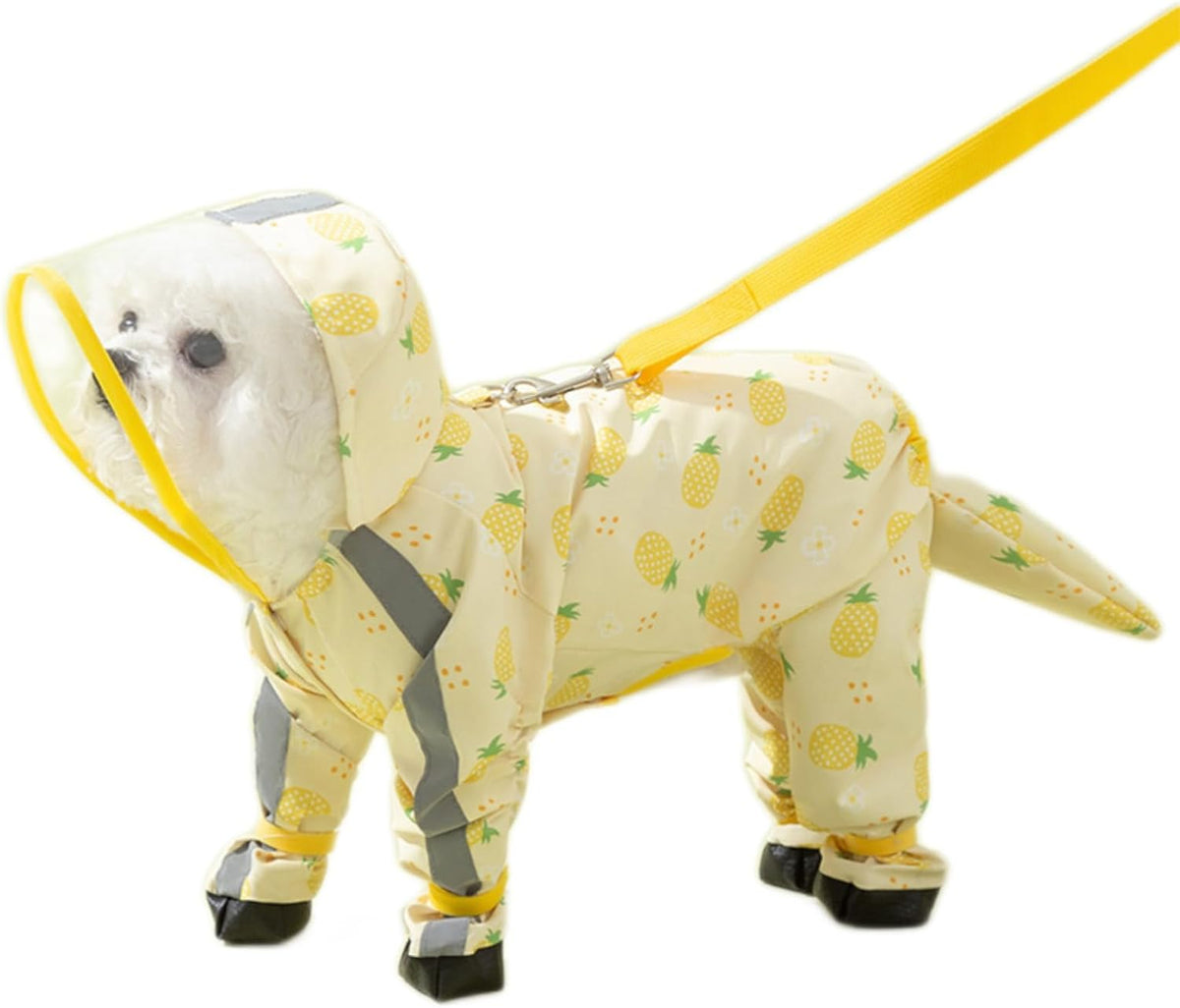 Waterproof Dog Raincoat,Full Coverage 4 Legs Dog Rain Jacket for Small Dogs,Pet Rain Coat with Hood,Reflective Strips&Leash Hole Outdoor Raincoat (Medium（for Weight 5.1-8.1 lb）, Blue)